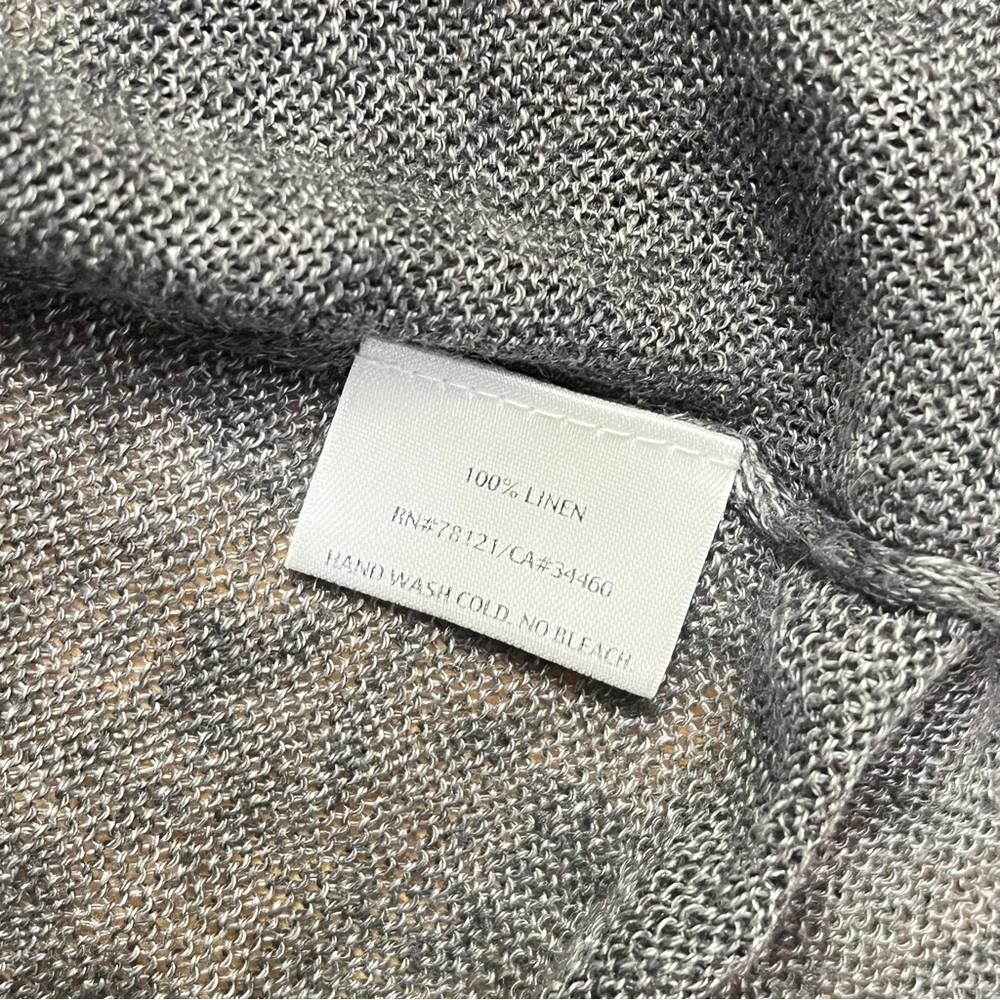 Eileen Fisher Gray Open Front Linen Cardigan - Picture 8 of 8